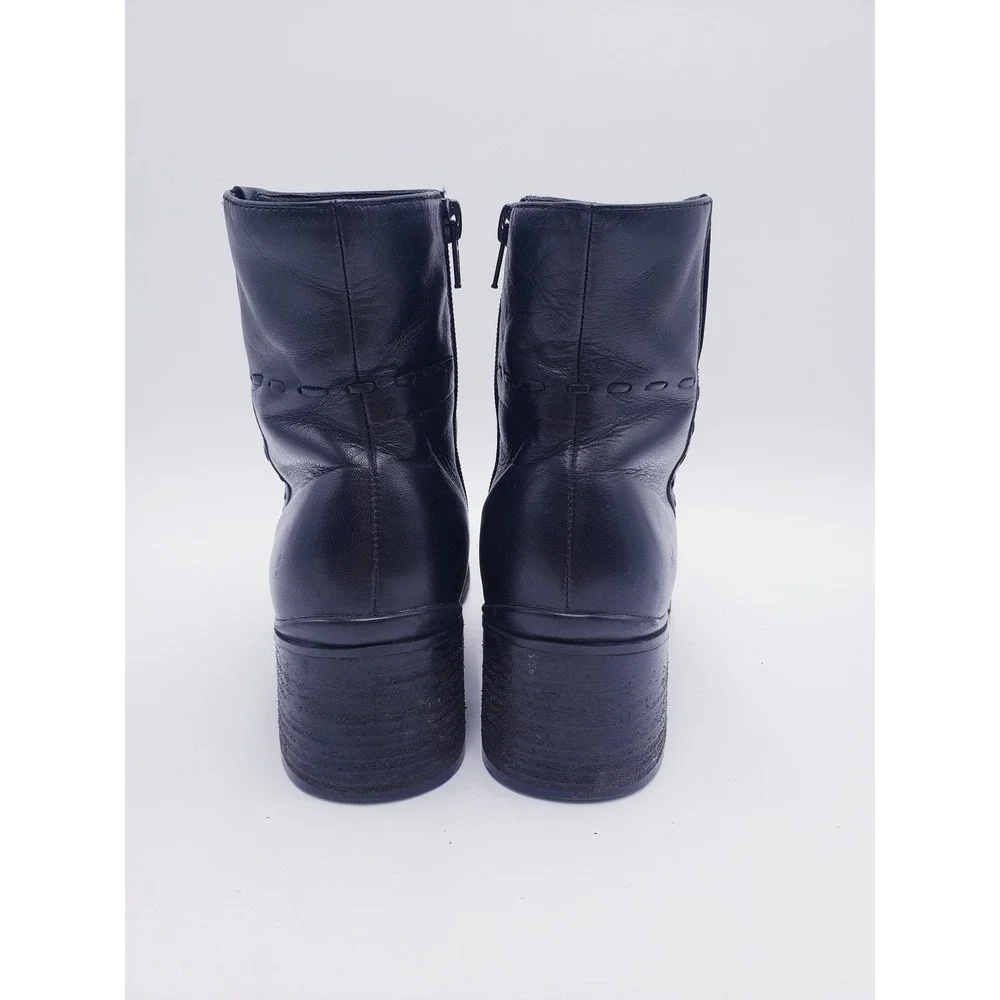 Vintage 90s Croft Barrow Ankle‎ Boots Black Leather Square Toe Block Heel Size 7